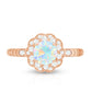 Anillo de compromiso de ópalo etíope con diseño floral de aspecto vintage con diamante