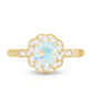 Anillo de compromiso de ópalo etíope con diseño floral de aspecto vintage con diamante