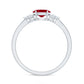 East West Style 0.6 Carat Ruby Oval Promise Ring with Diamond