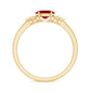 East West Style 0.6 Carat Ruby Oval Promise Ring with Diamond