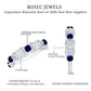 Blue Sapphire and Diamond Vintage Half Eternity Wedding Band