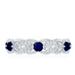 Blue Sapphire and Diamond Vintage Half Eternity Wedding Band