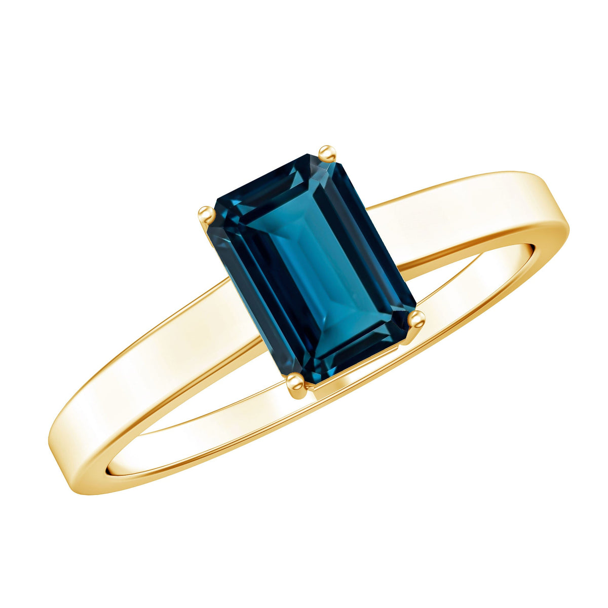 2.2 Carat Emerald Cut London Blue Topaz Solitaire Ring with Certificate