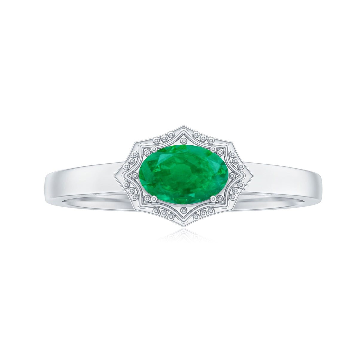 Genuine Emerald Antique Looking Engagement Ring With Certificate