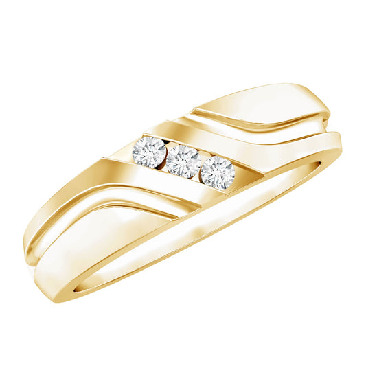 Anillo de banda de tres piedras de diamantes certificado para hombre