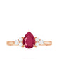 Natural 0.8 Carat Ruby Pear Shaped Engagement Ring with Diamond