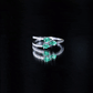 Pear Shaped Emerald and Diamond 3 Stone Statement Ring