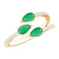 Pear Shaped Emerald and Diamond 3 Stone Statement Ring