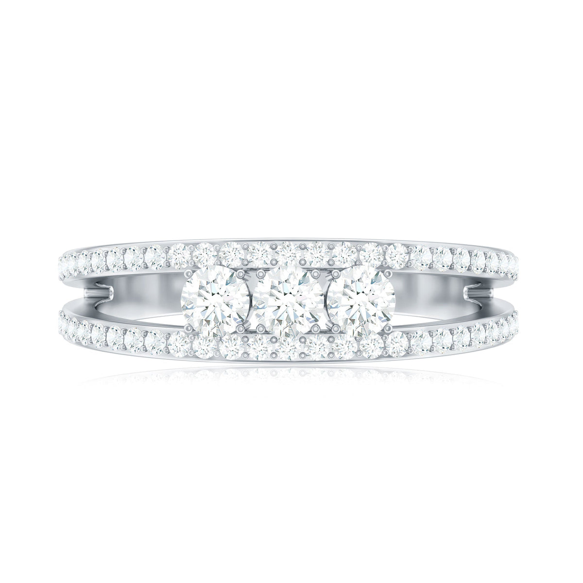 Certified Moissanite 3 Stone Anniversary Ring for Women