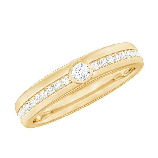 Anillo de boda unisex de moissanita engastada con bisel