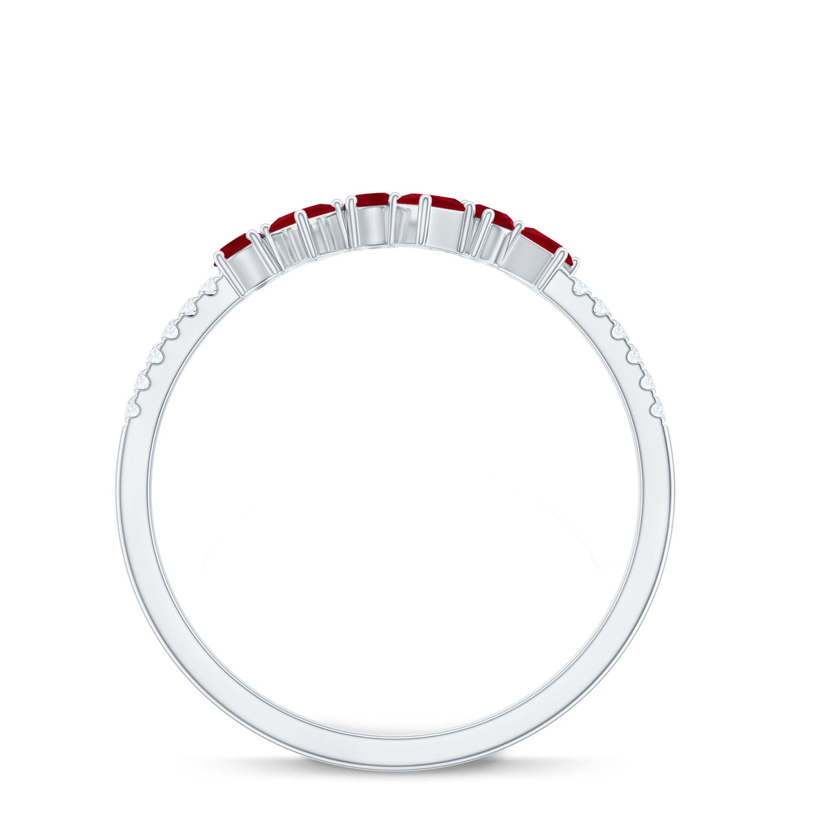 Minimal Ruby Half Eternity Ring with Diamond
