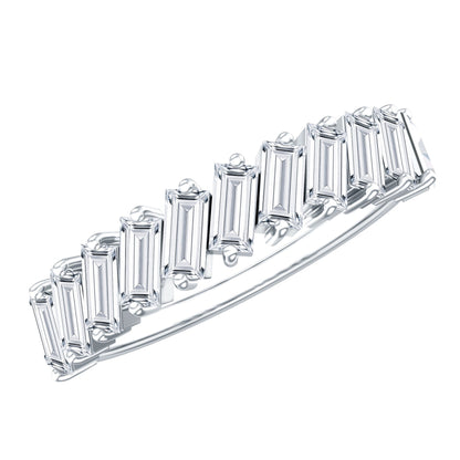 Certified Moissanite Baguette Cut Half Eternity Ring