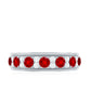 Round Cut Lab Created Ruby and Diamond Wedding Band