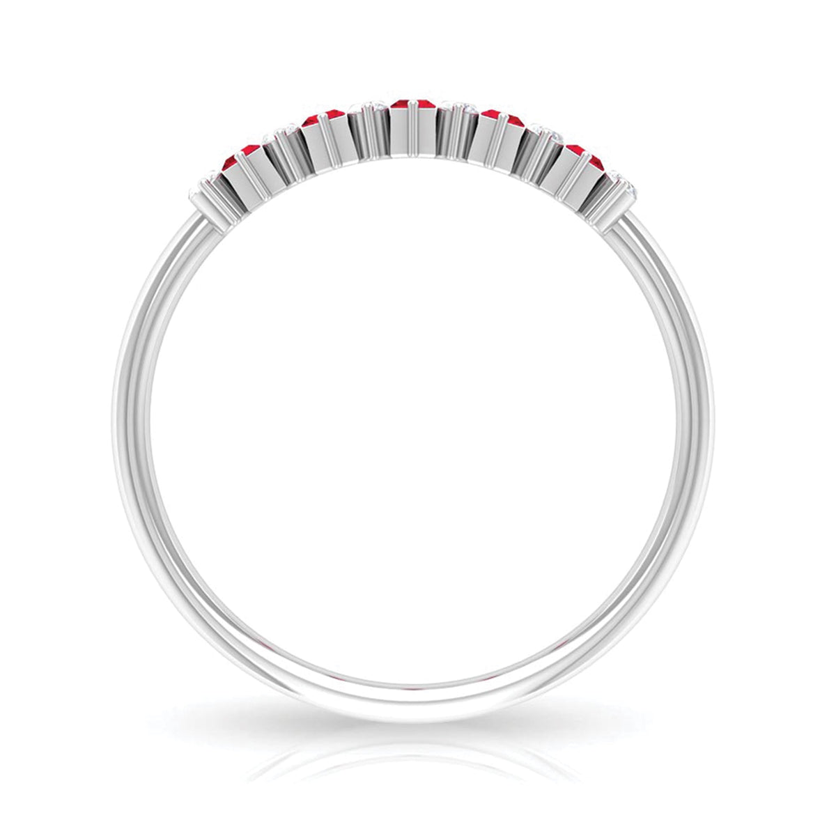 Minimalist Lab Created Ruby and Diamond Cluster Promise Ring