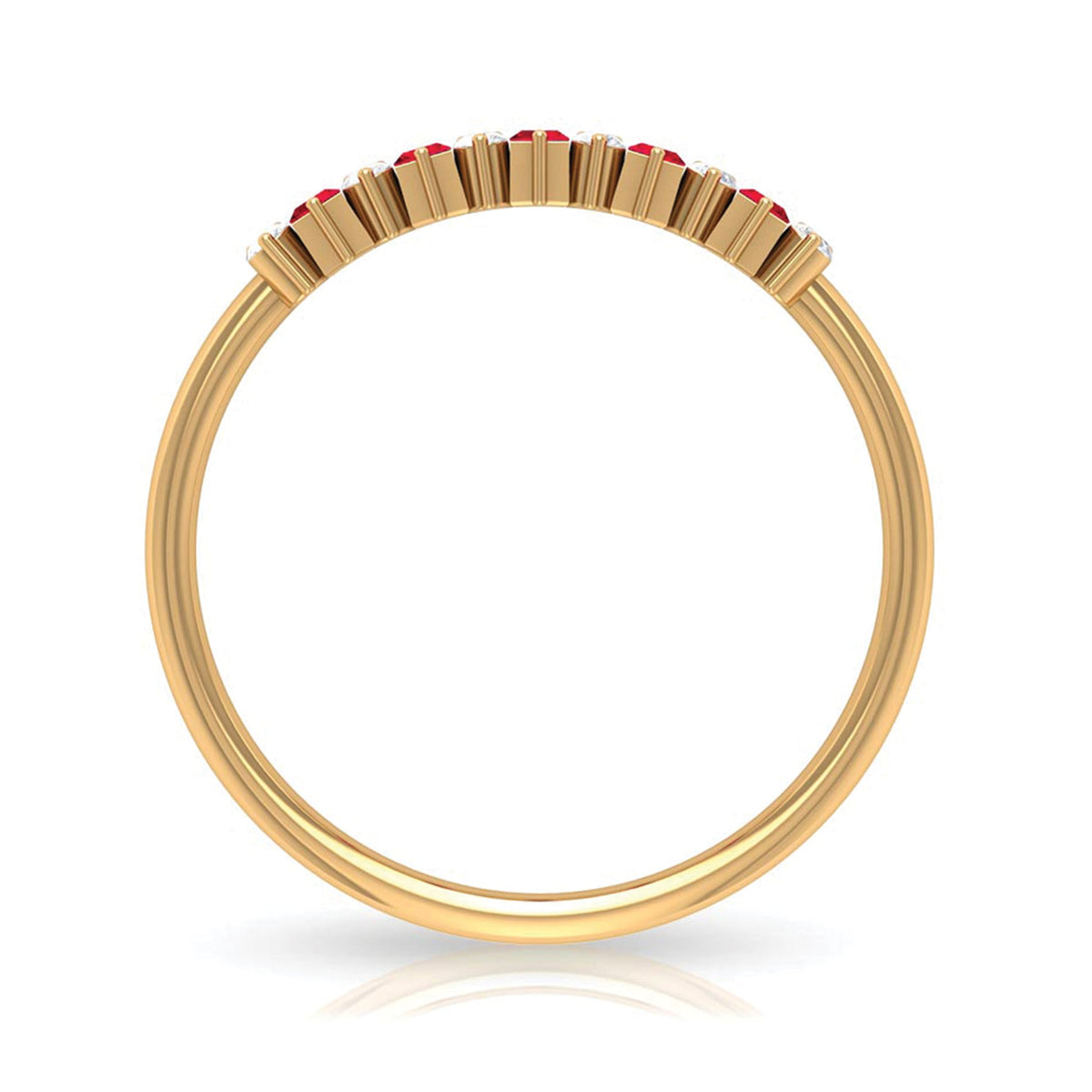 Minimalist Lab Created Ruby and Diamond Cluster Promise Ring