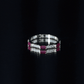 Baguette Cut Lab Grown Ruby Vintage Eternity Band with Diamond