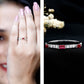 Baguette Cut Lab Grown Ruby Vintage Eternity Band with Diamond