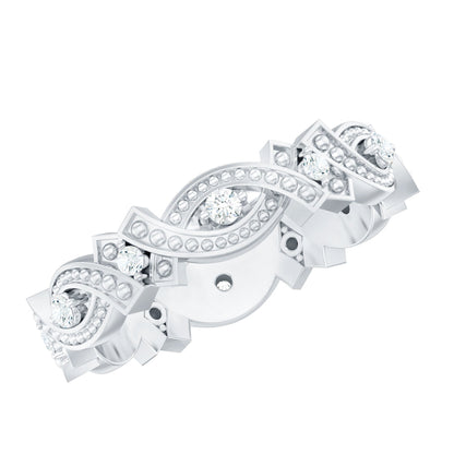 Vintage Inspired Moissanite Beaded Wedding Band