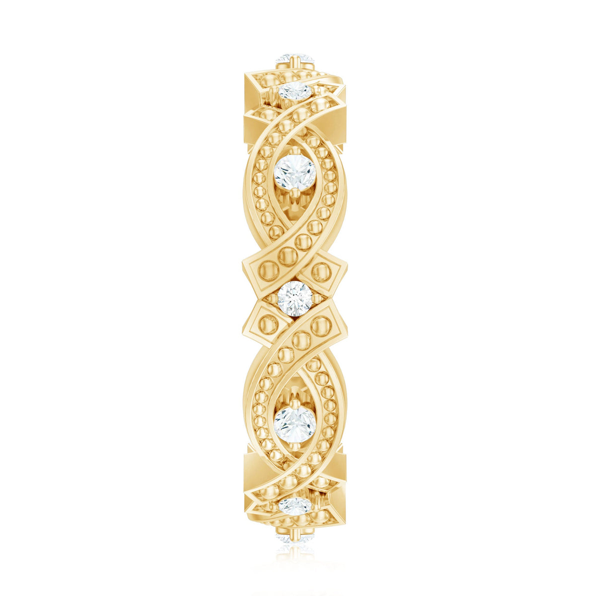 Vintage Inspired Moissanite Beaded Wedding Band