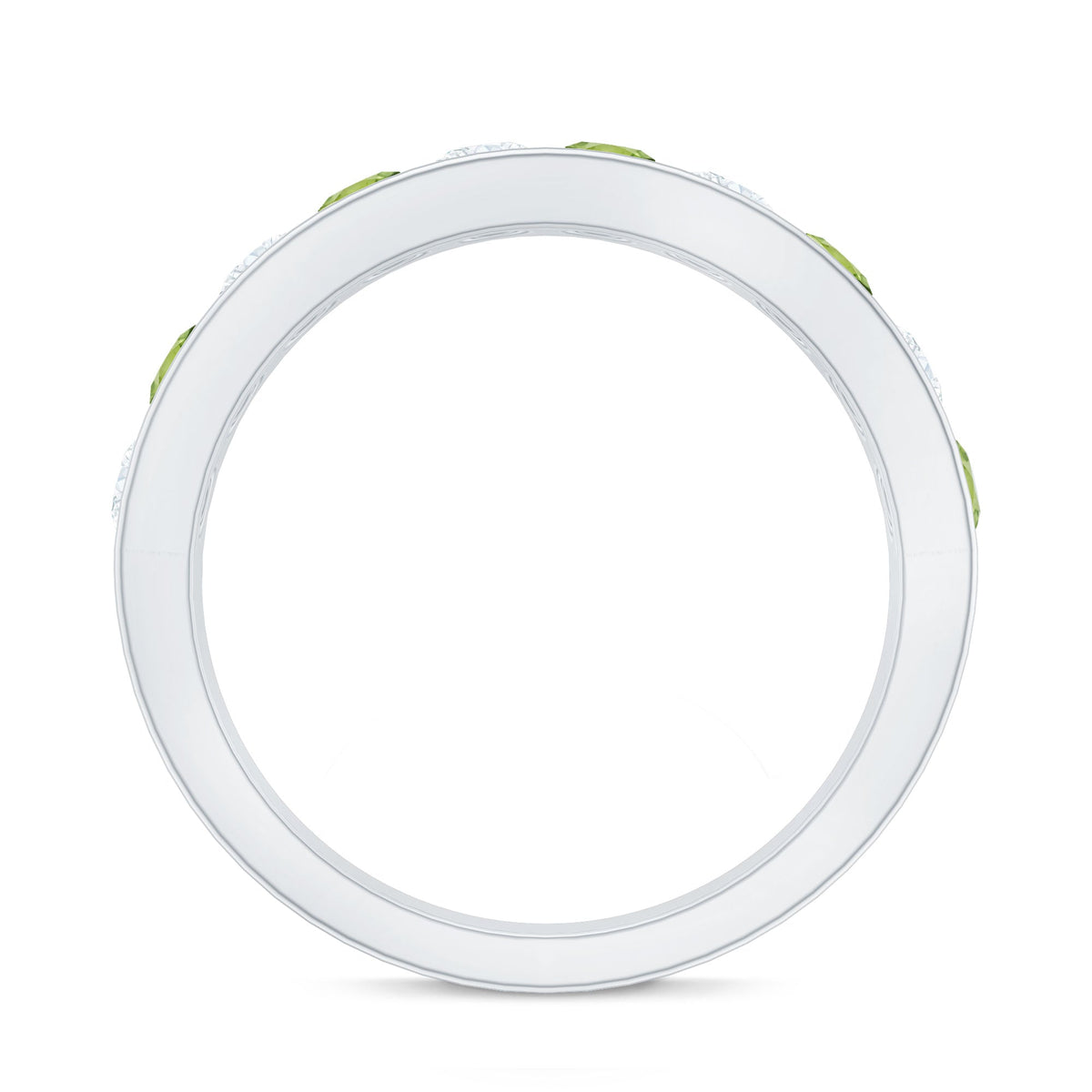 Channel Set Peridot and Diamond Half Eternity Ring for Women