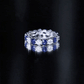 Certified Round Lab Grown Blue Sapphire Eternity Band Ring with Moissanite
