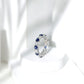 Certified Round Lab Grown Blue Sapphire Eternity Band Ring with Moissanite