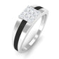 Certified Real Diamond Mens Engagement Band with Black Enamel