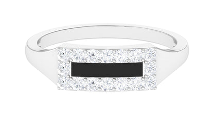 Anillo de banda de diamantes para hombre con esmalte negro