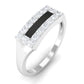 Anillo de banda de diamantes para hombre con esmalte negro
