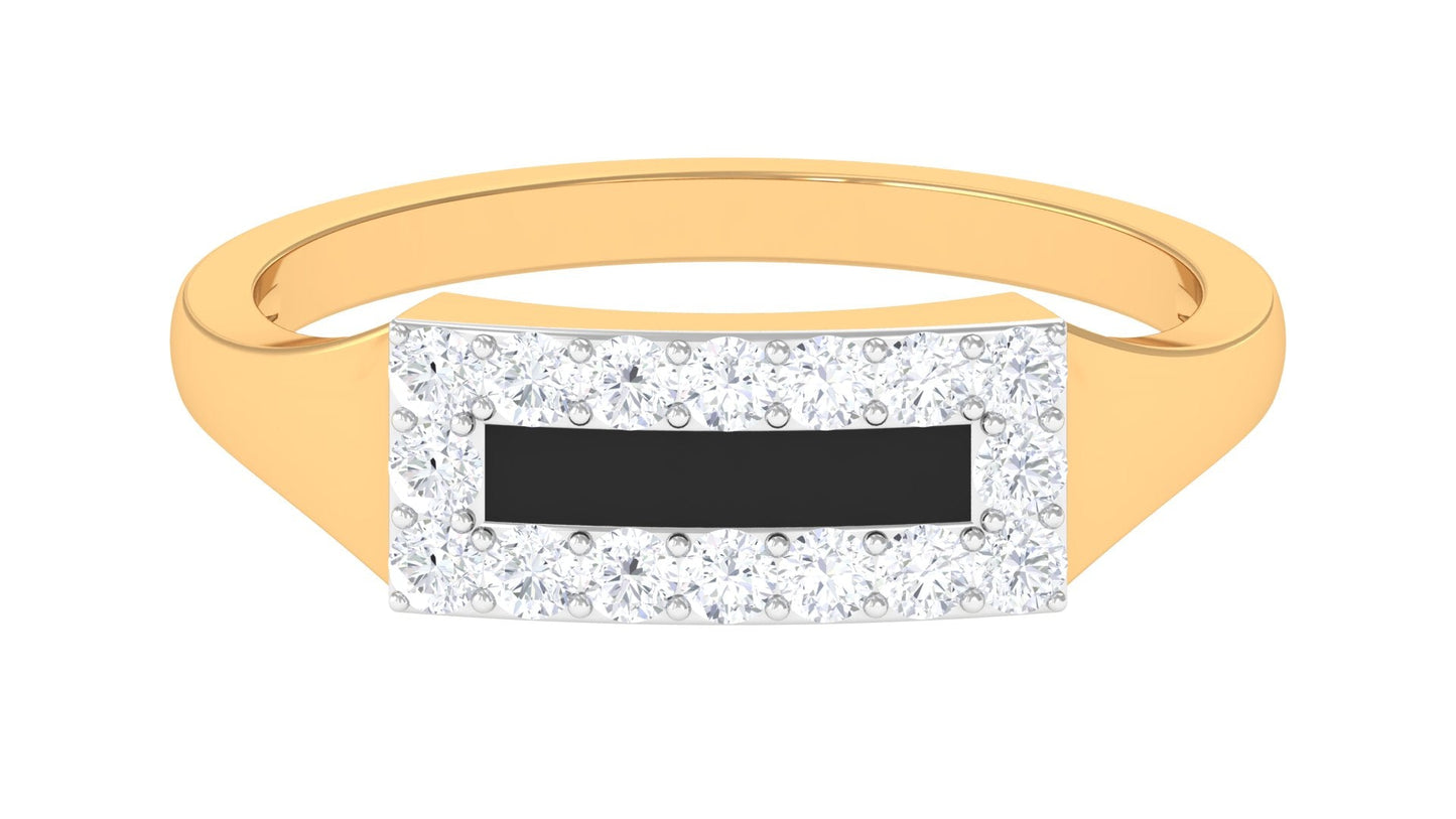Anillo de banda de diamantes para hombre con esmalte negro