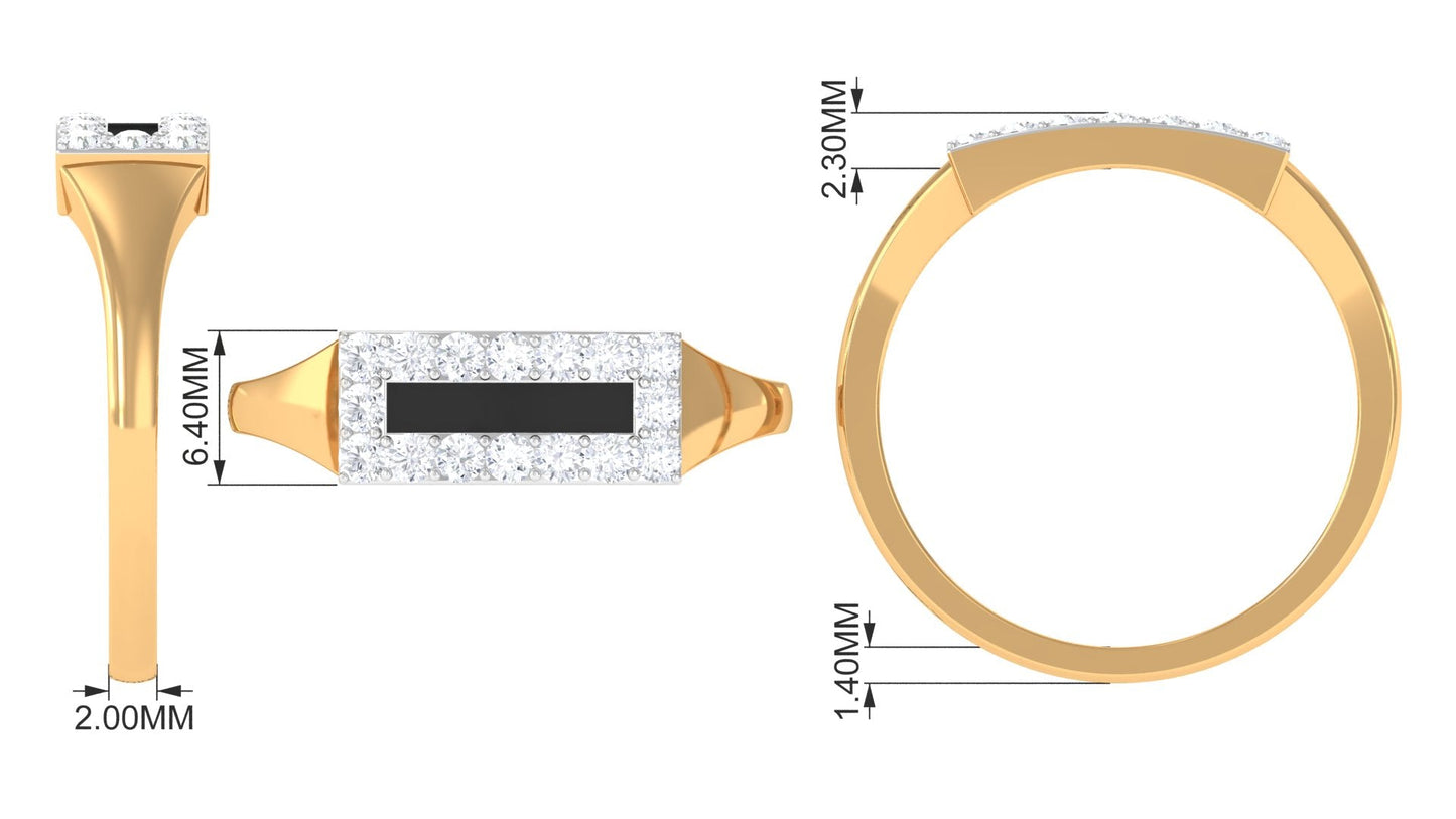 Anillo de banda de diamantes para hombre con esmalte negro