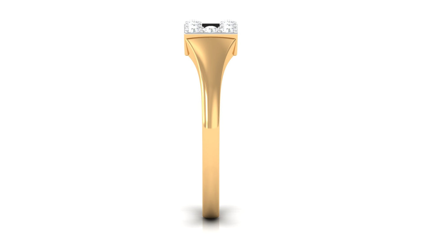 Anillo de banda de diamantes para hombre con esmalte negro