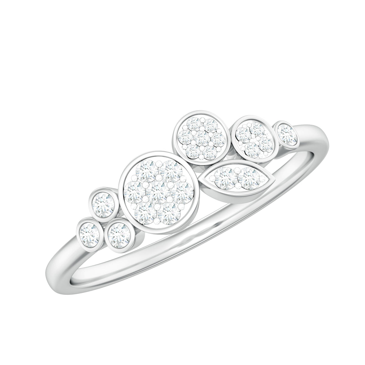Illusion Set Round Diamond Cluster Engagement Ring
