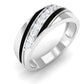 Certified Natural Diamond Mens Wedding Band with Black Enamel