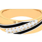 Certified Natural Diamond Mens Wedding Band with Black Enamel