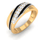 Certified Natural Diamond Mens Wedding Band with Black Enamel