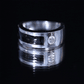 Classic Moissanite Mens Wedding Band with Black Enamel