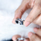Classic Moissanite Mens Wedding Band with Black Enamel