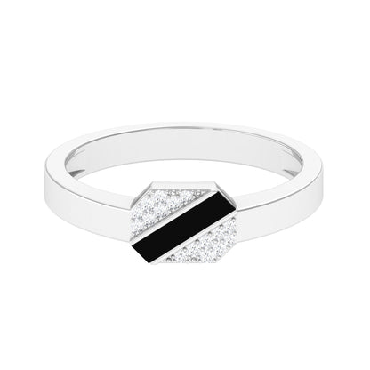 Certified Natural Diamond Mens Engagement Ring with Black Enamel