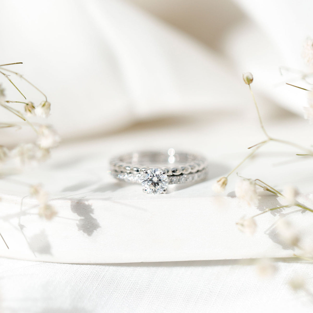 Round Cut Moissanite Designer Engagement Ring With Certificate