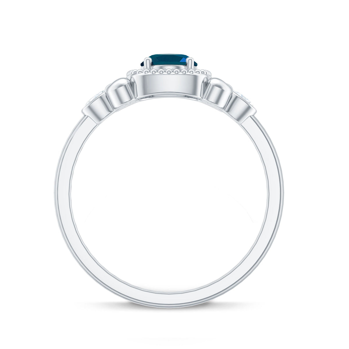 Anillo de compromiso Art Déco de topacio azul de Londres y diamante