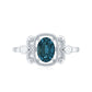 Anillo de compromiso Art Déco de topacio azul de Londres y diamante