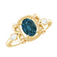 Anillo de compromiso Art Déco de topacio azul de Londres y diamante