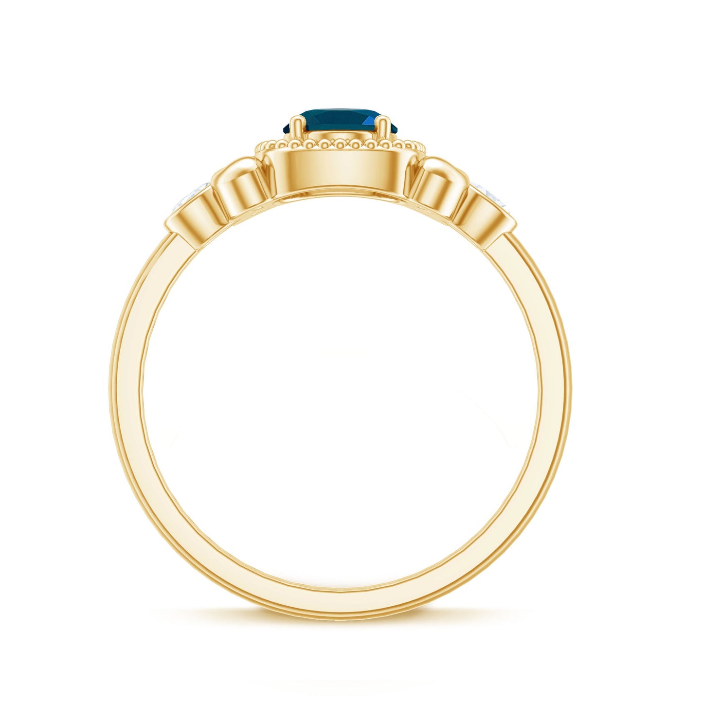 Anillo de compromiso Art Déco de topacio azul de Londres y diamante
