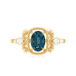 Anillo de compromiso Art Déco de topacio azul de Londres y diamante