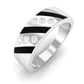 Natural Diamond Mens Wedding Band with Black Enamel