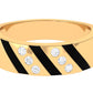 Natural Diamond Mens Wedding Band with Black Enamel