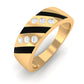 Natural Diamond Mens Wedding Band with Black Enamel