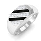 Classic Diamond Mens Engagement Ring with Black Enamel