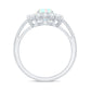 1.2 Carat Oval Cut Ethiopian Opal Halo Engagement Ring with Moissanite